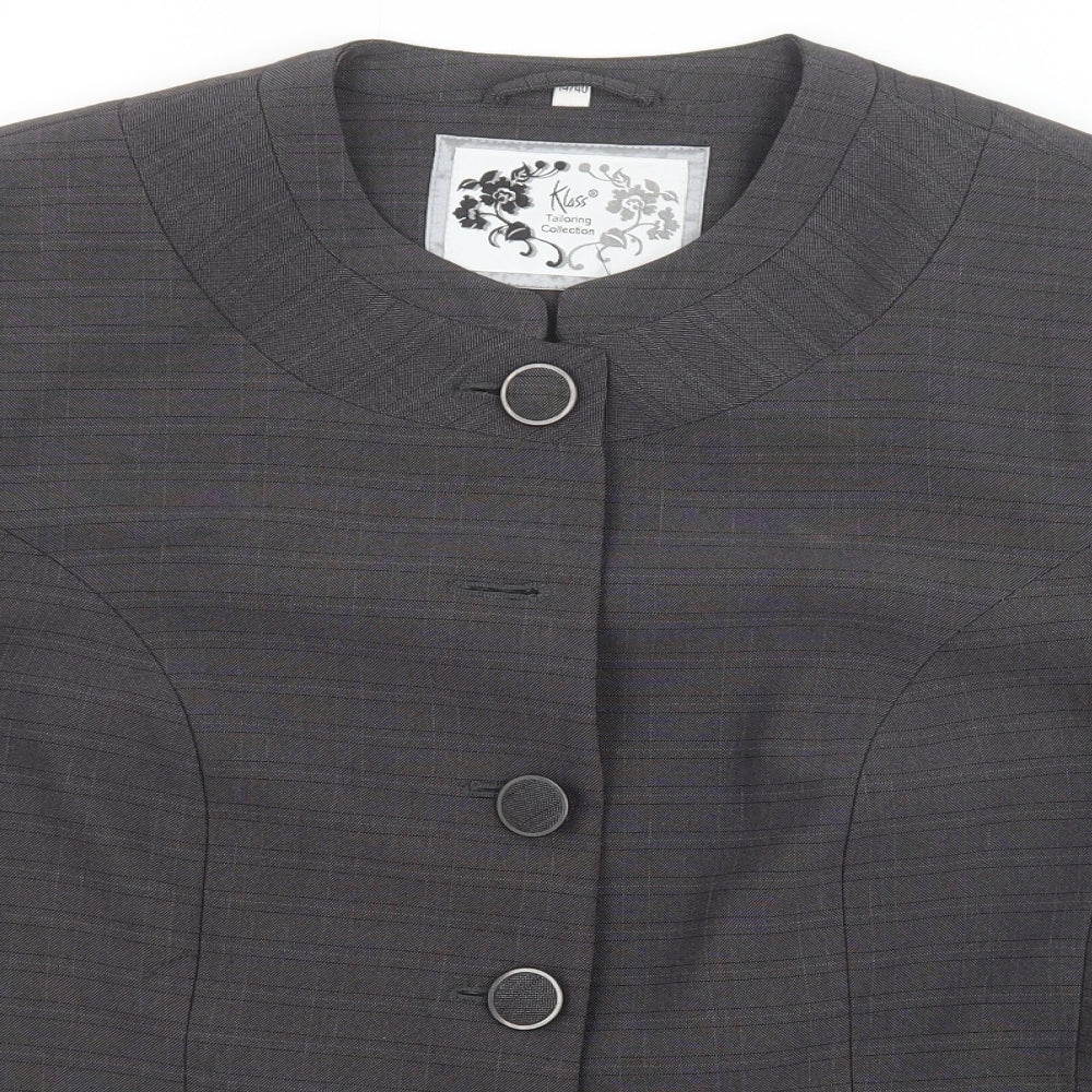 Klass Womens Grey Polyester Jacket Blazer Size 14