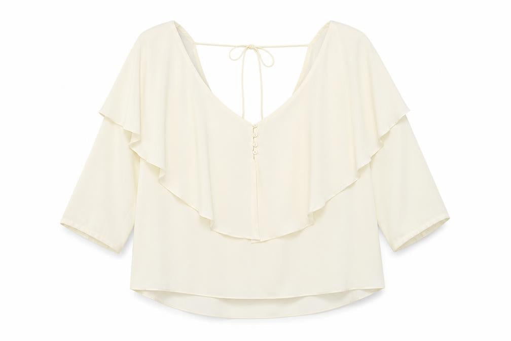 Womens UK Size M Zara Ivory Basic Blouse