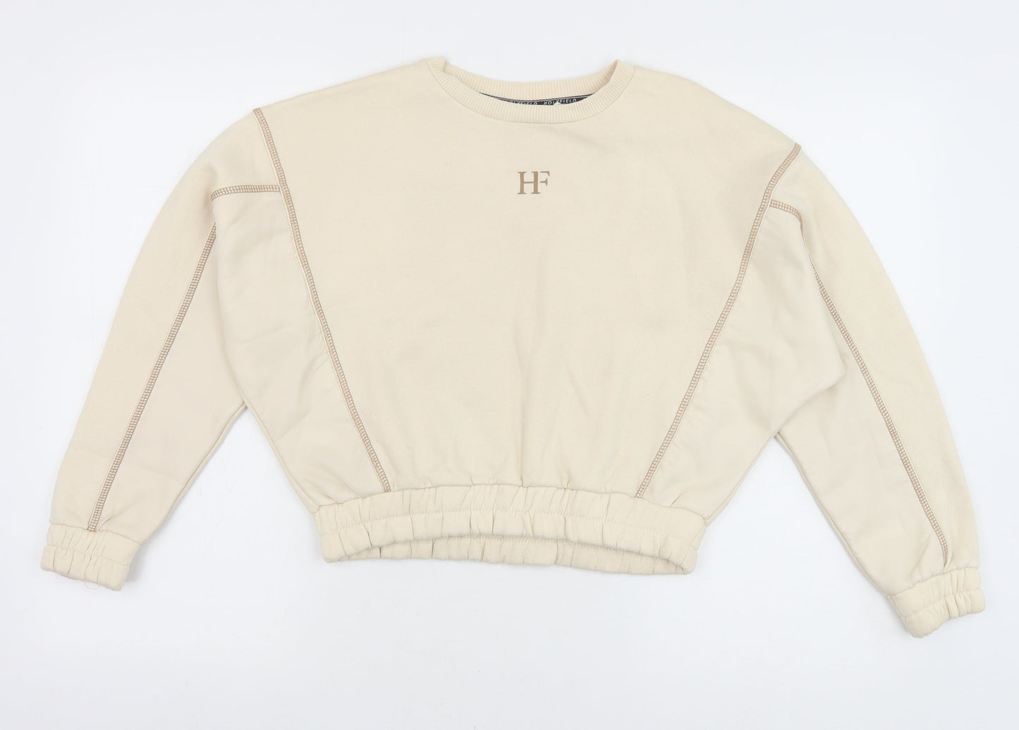 HOLYFIELD Girls Beige Cotton Pullover Sweatshirt Size 11 Years Pullover - Contrast Stitching