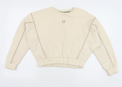 HOLYFIELD Girls Beige Cotton Pullover Sweatshirt Size 11 Years Pullover - Contrast Stitching