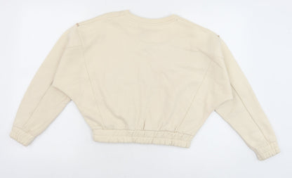 HOLYFIELD Girls Beige Cotton Pullover Sweatshirt Size 11 Years Pullover - Contrast Stitching