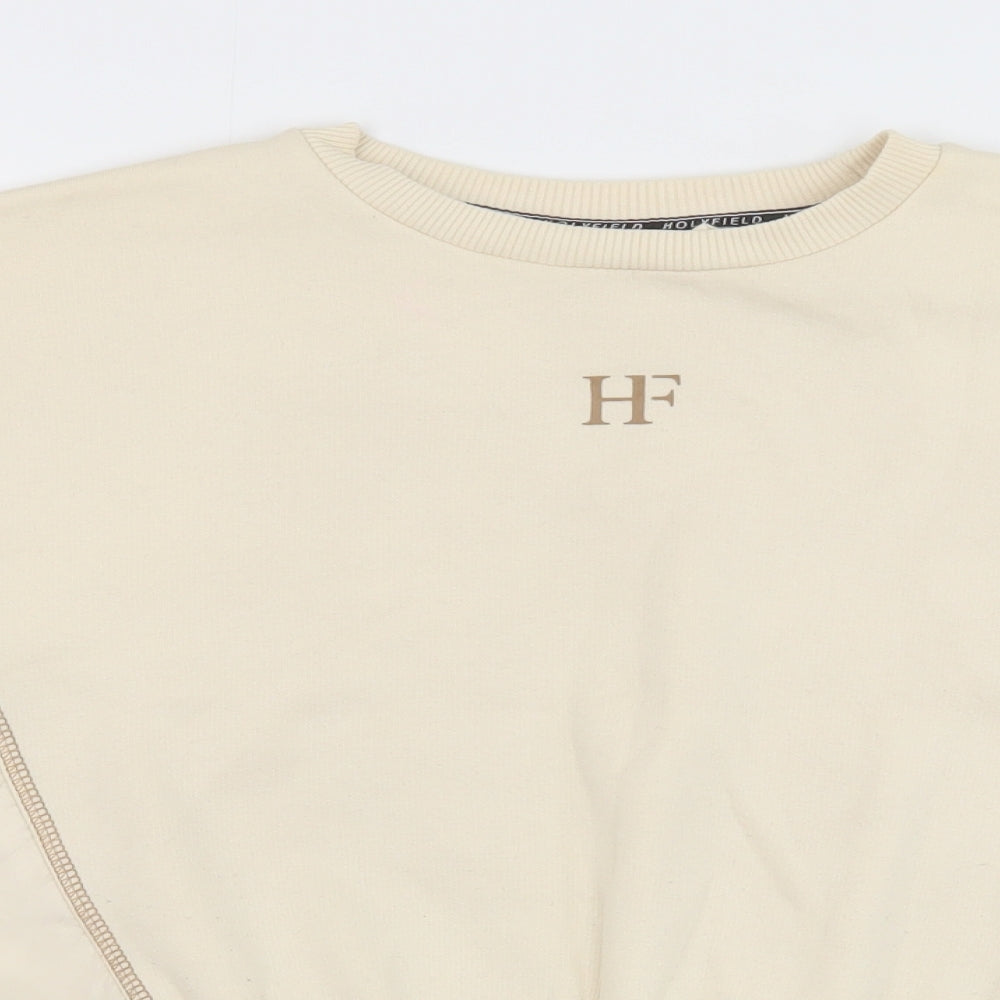 HOLYFIELD Girls Beige Cotton Pullover Sweatshirt Size 11 Years Pullover - Contrast Stitching