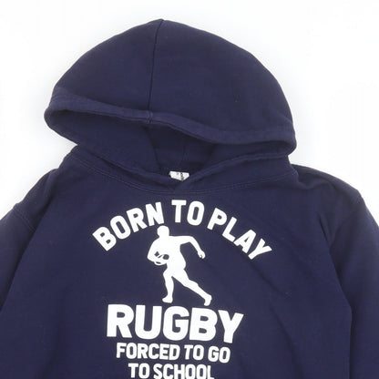 Just Hoods Boys Blue Cotton Pullover Hoodie Size 10 Years Pullover - Rugby