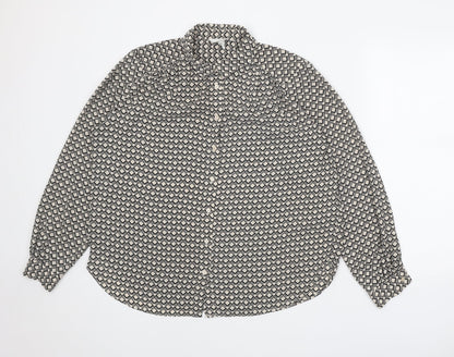 Womens UK Size M H&M Black Basic Button-Up