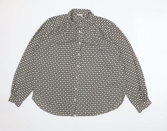 Womens UK Size M H&M Black Basic Button-Up