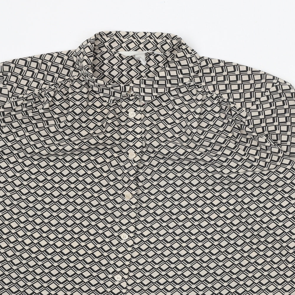 Womens UK Size M H&M Black Basic Button-Up