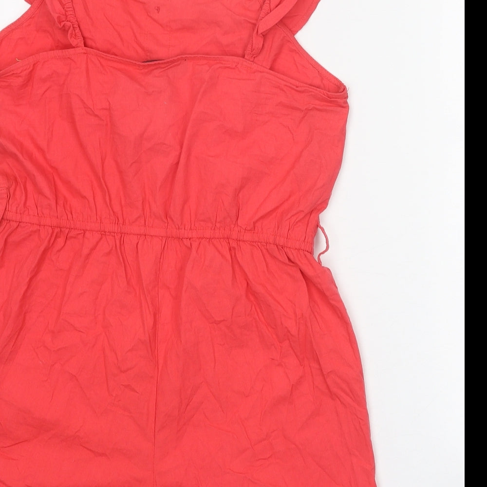 Missguided Womens Red Polyester Romper One-Piece Size 12 Button