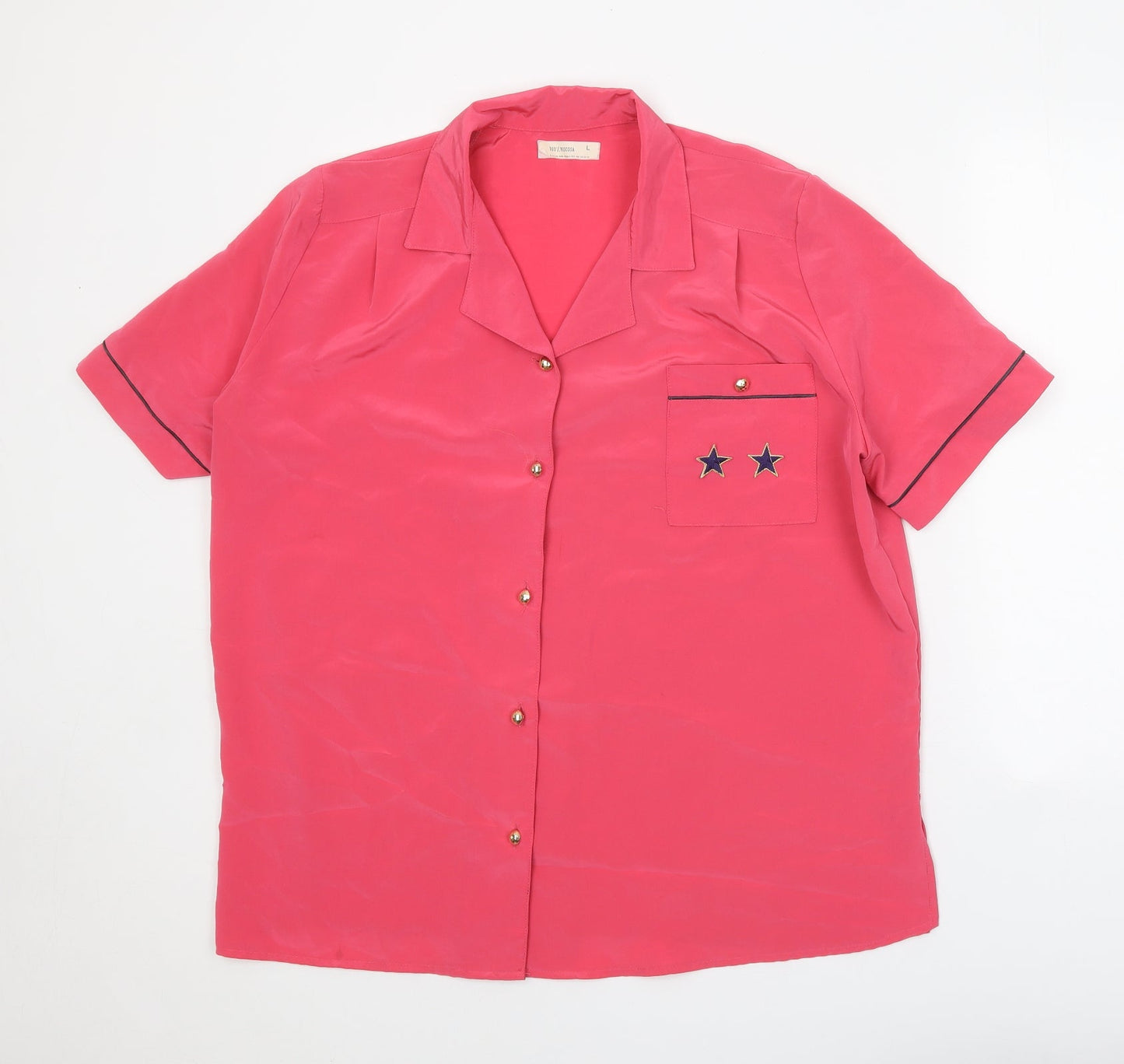 Womens UK Size L Preworn Pink Basic Button-Up