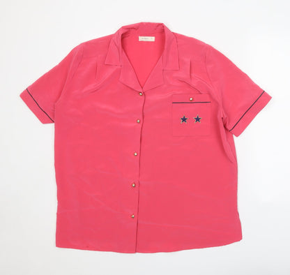 Womens UK Size L Preworn Pink Basic Button-Up