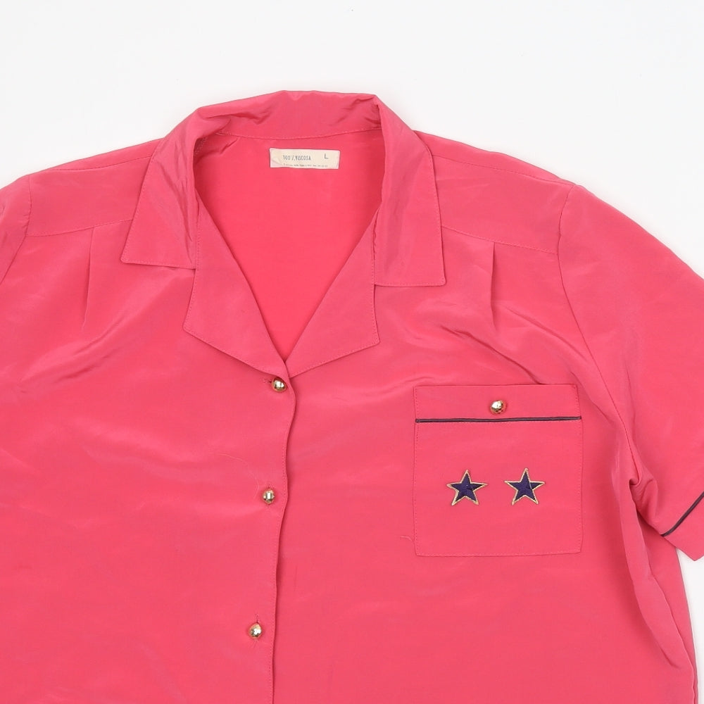 Womens UK Size L Preworn Pink Basic Button-Up