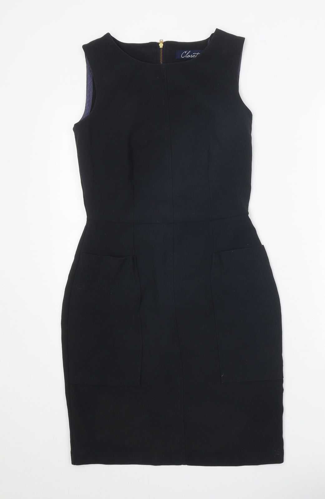Closet Womens Black Polyester A-Line Size 10 Round Neck Zip