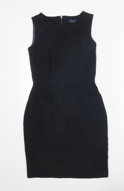 Closet Womens Black Polyester A-Line Size 10 Round Neck Zip