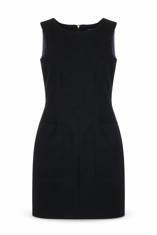 Closet Womens Black Polyester A-Line Size 10 Round Neck Zip