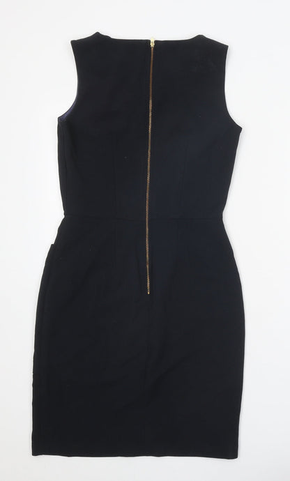 Closet Womens Black Polyester A-Line Size 10 Round Neck Zip