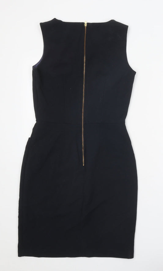 Closet Womens Black Polyester A-Line Size 10 Round Neck Zip