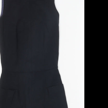 Closet Womens Black Polyester A-Line Size 10 Round Neck Zip
