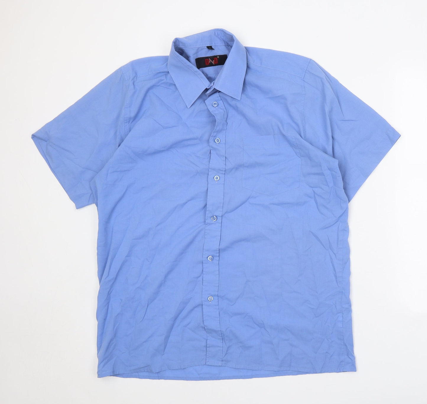 Mens UK Size L DnD Blue  Button-Up Short Sleeve Casual Shirt