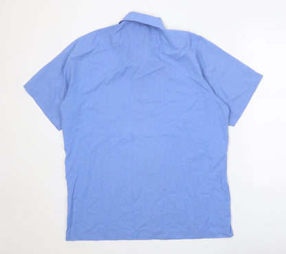 Mens UK Size L DnD Blue  Button-Up Short Sleeve Casual Shirt