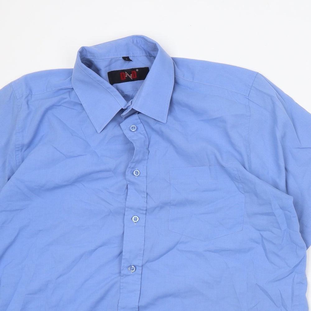 Mens UK Size L DnD Blue  Button-Up Short Sleeve Casual Shirt