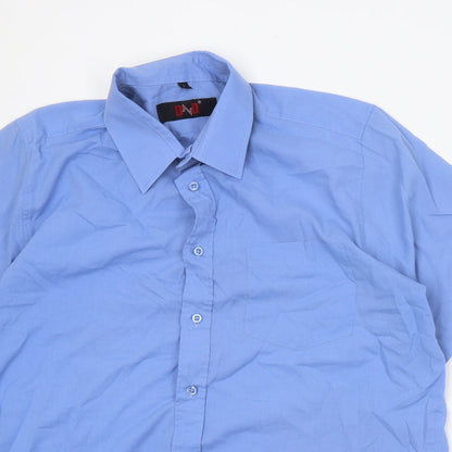 Mens UK Size L DnD Blue  Button-Up Short Sleeve Casual Shirt