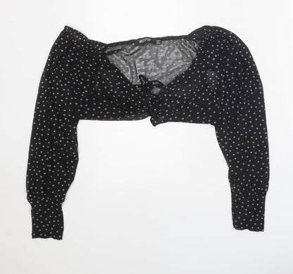 Womens UK Size 8 Misspap Black Cropped Blouse
