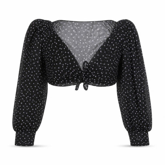 Womens UK Size 8 Misspap Black Cropped Blouse