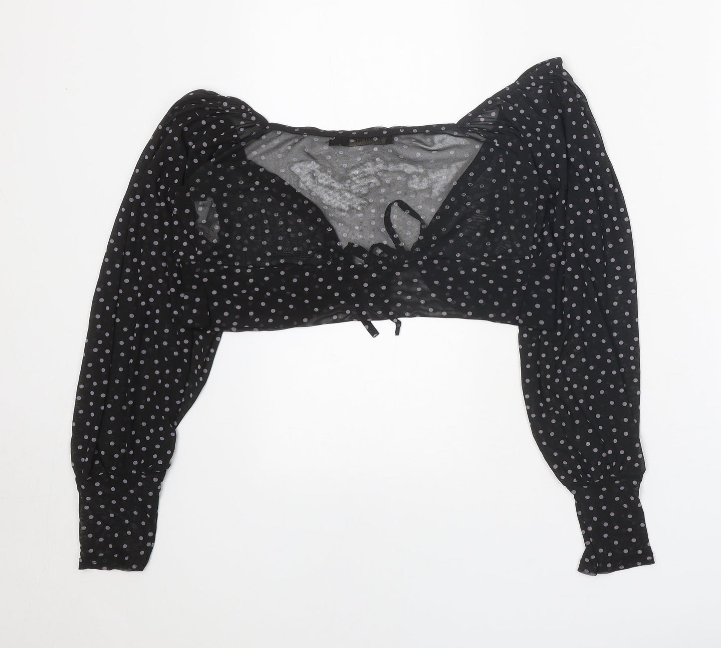 Womens UK Size 8 Misspap Black Cropped Blouse