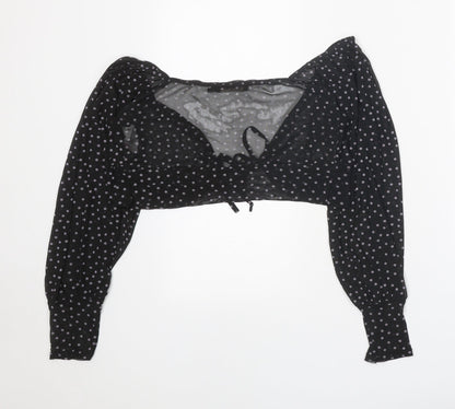 Womens UK Size 8 Misspap Black Cropped Blouse