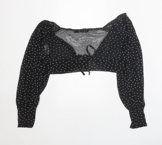 Womens UK Size 8 Misspap Black Cropped Blouse