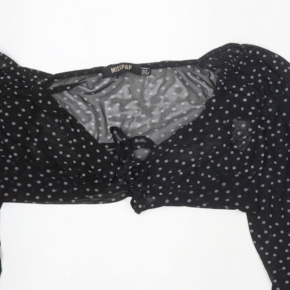 Womens UK Size 8 Misspap Black Cropped Blouse