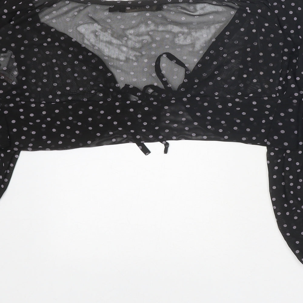 Womens UK Size 8 Misspap Black Cropped Blouse