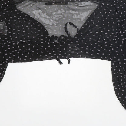Womens UK Size 8 Misspap Black Cropped Blouse