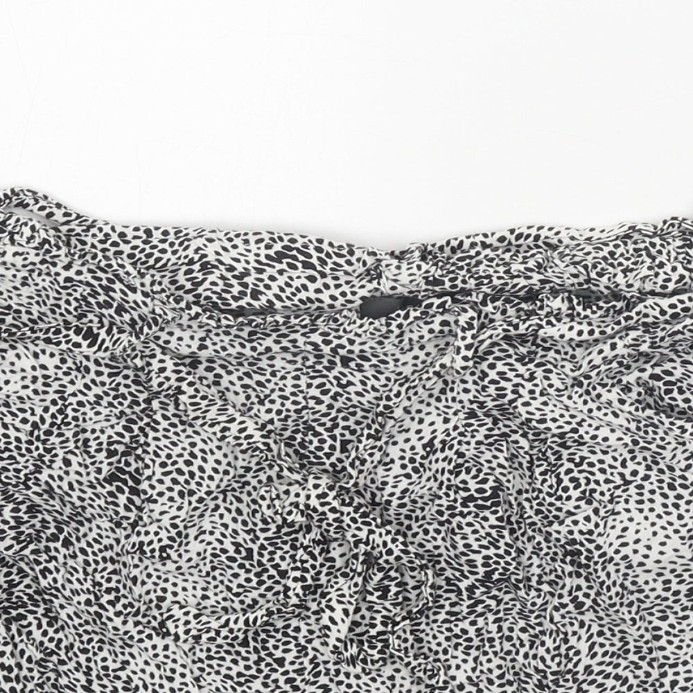 Primark Womens White Animal Print Viscose Bermuda Shorts Size 8 Regular Tie