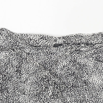 Primark Womens White Animal Print Viscose Bermuda Shorts Size 8 Regular Tie