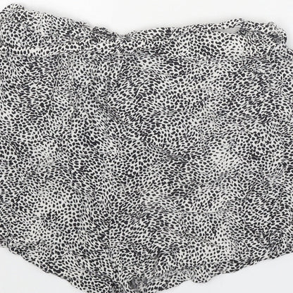 Primark Womens White Animal Print Viscose Bermuda Shorts Size 8 Regular Tie