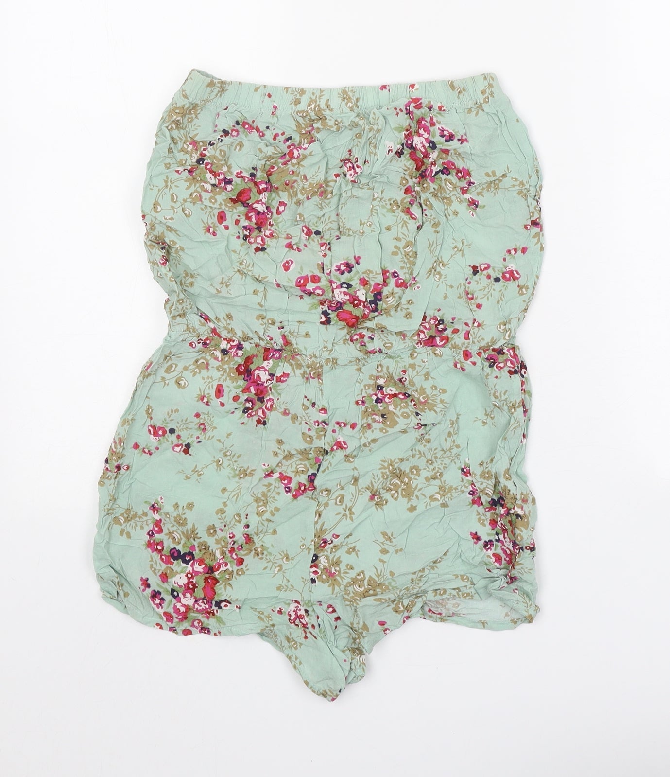 Glamour Womens Green Floral Polyester Playsuit One-Piece Size 8 Pullover