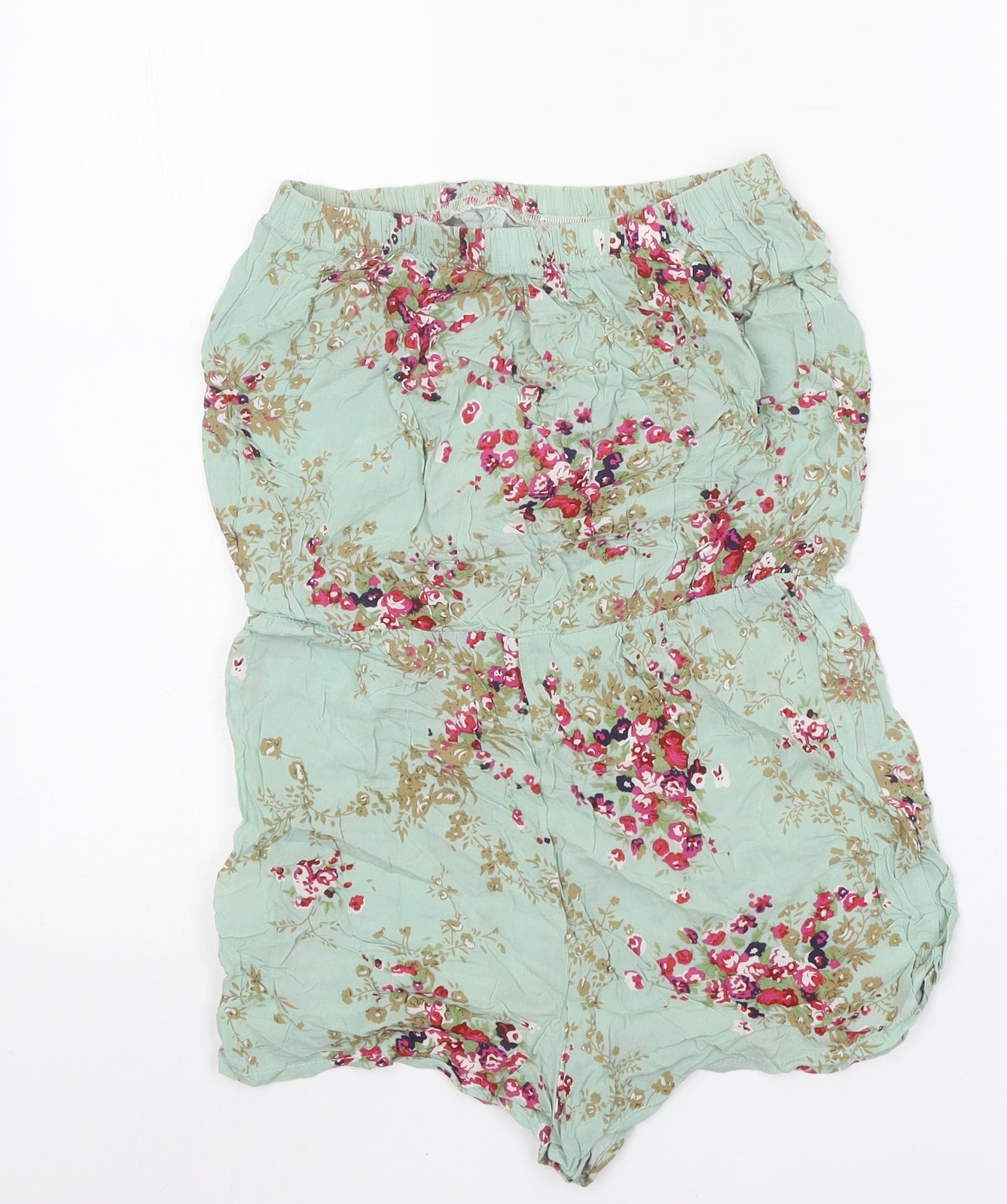 Glamour Womens Green Floral Polyester Playsuit One-Piece Size 8 Pullover