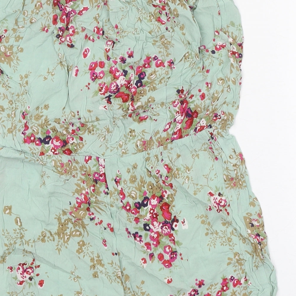 Glamour Womens Green Floral Polyester Playsuit One-Piece Size 8 Pullover