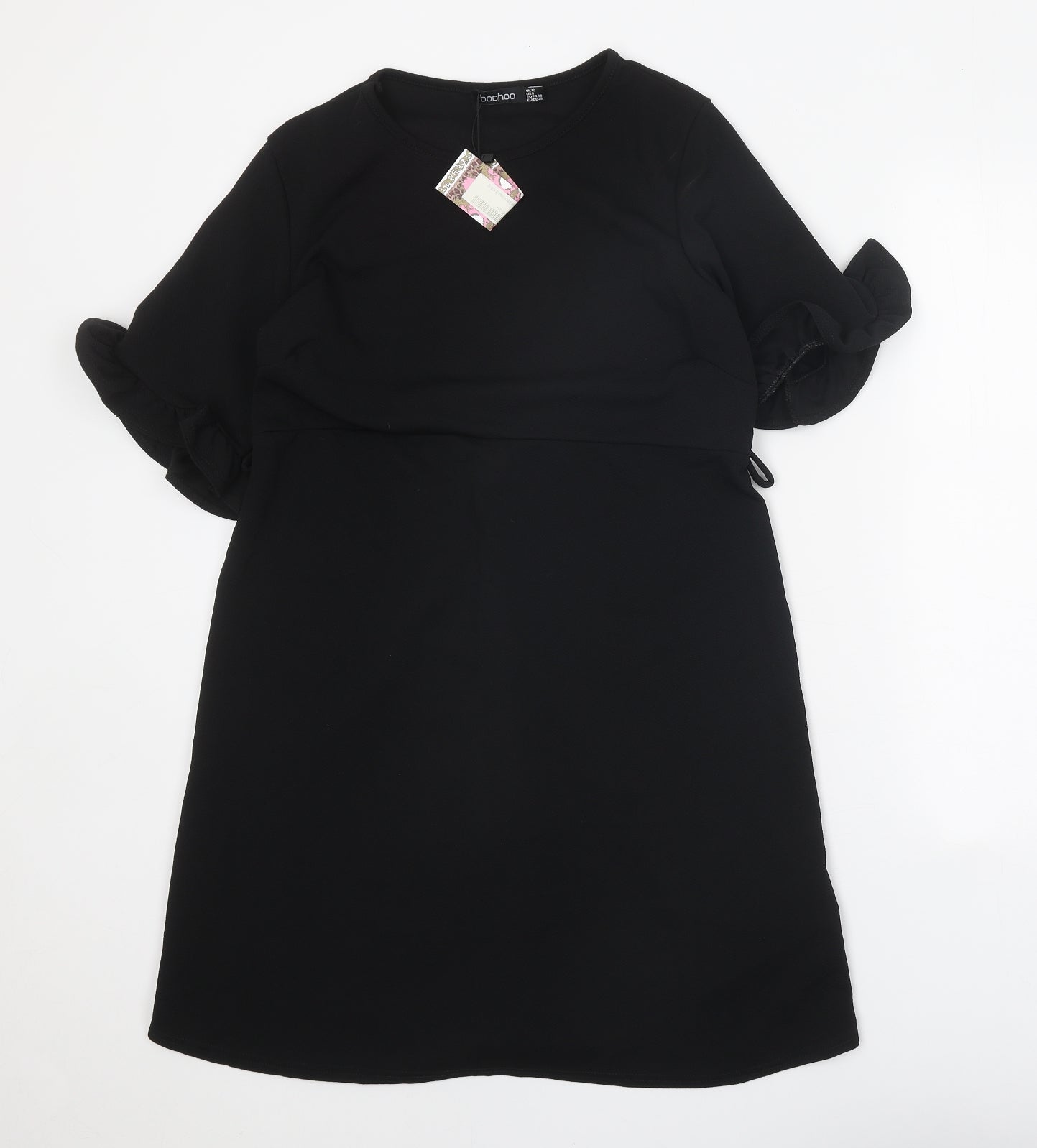 Boohoo Womens Black Polyester Fit & Flare Size 12 Round Neck Pullover