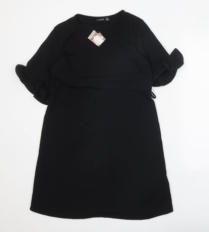 Boohoo Womens Black Polyester Fit & Flare Size 12 Round Neck Pullover