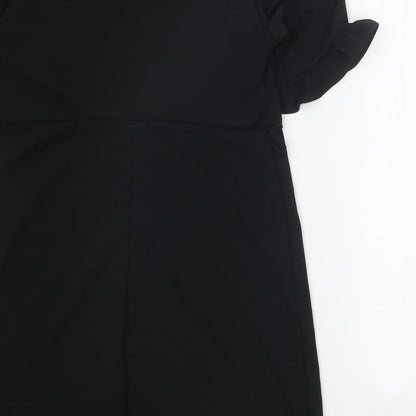 Boohoo Womens Black Polyester Fit & Flare Size 12 Round Neck Pullover