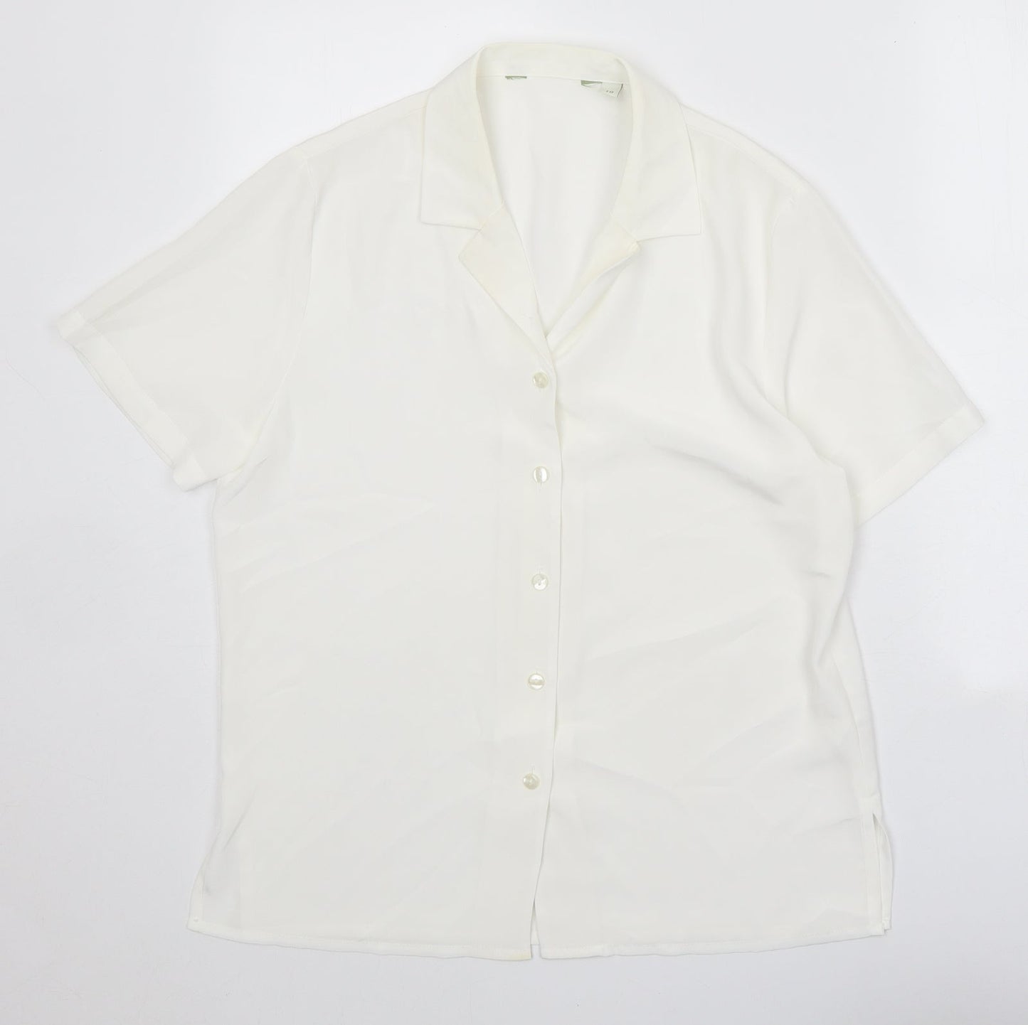 Womens UK Size 10 Preworn White Basic Button-Up