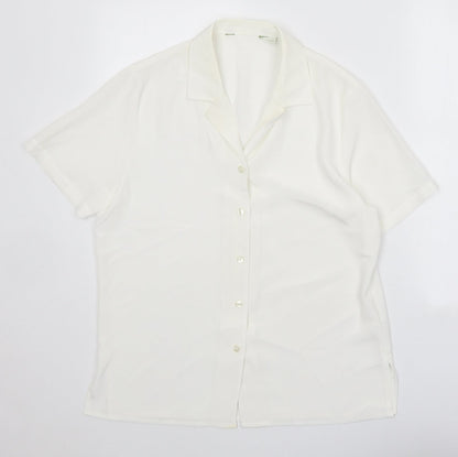 Womens UK Size 10 Preworn White Basic Button-Up