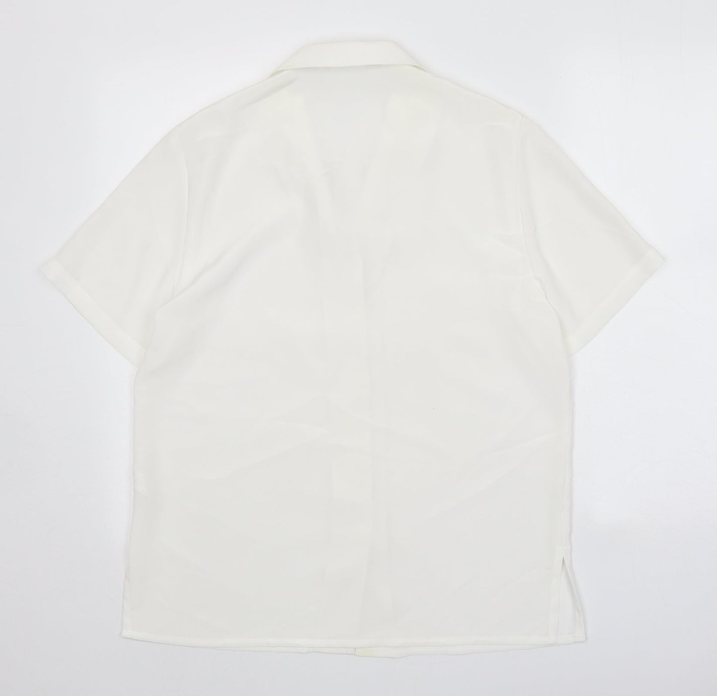 Womens UK Size 10 Preworn White Basic Button-Up
