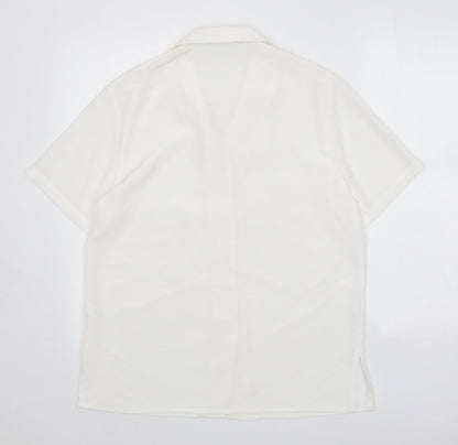 Womens UK Size 10 Preworn White Basic Button-Up
