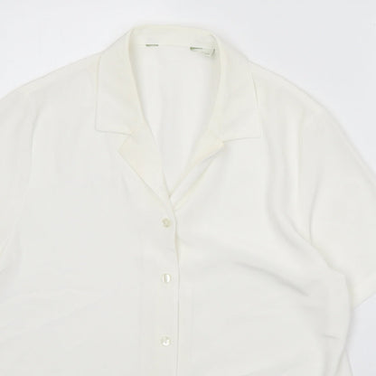 Womens UK Size 10 Preworn White Basic Button-Up