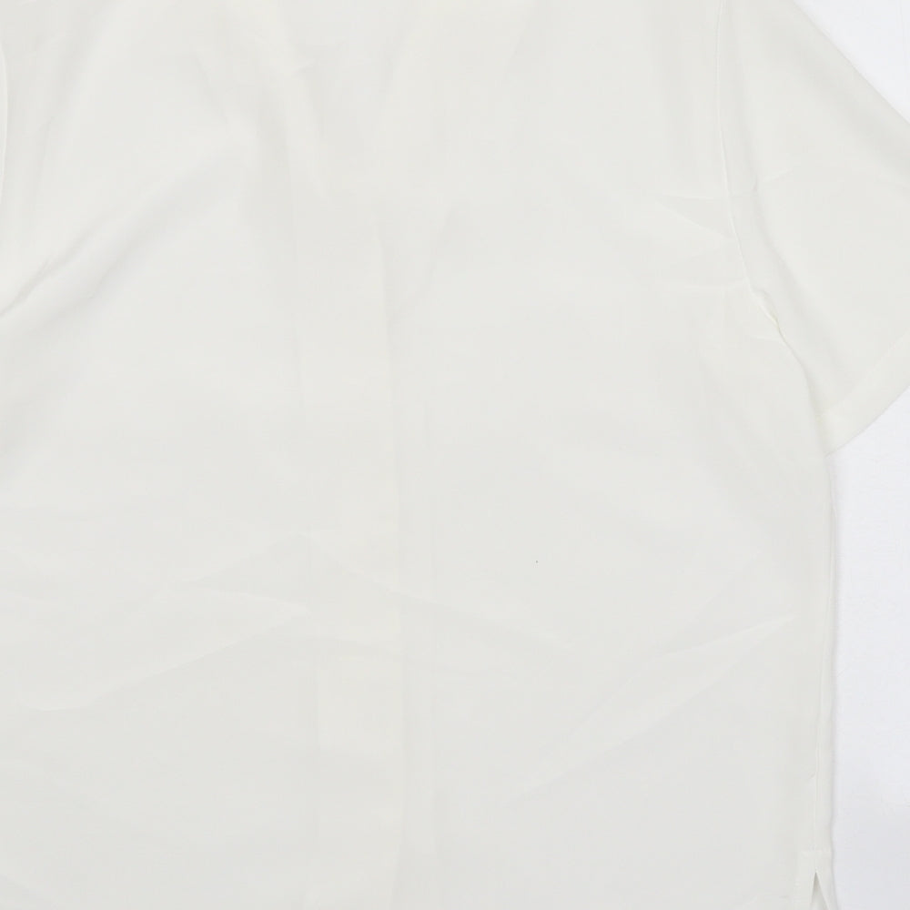 Womens UK Size 10 Preworn White Basic Button-Up