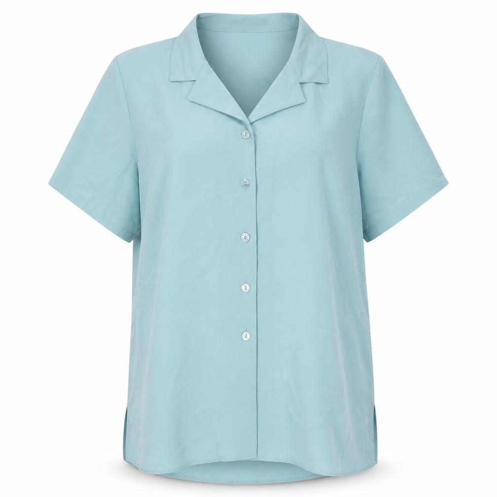 Womens UK Size 10 EWM Blue Basic Button-Up