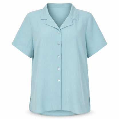 Womens UK Size 10 EWM Blue Basic Button-Up