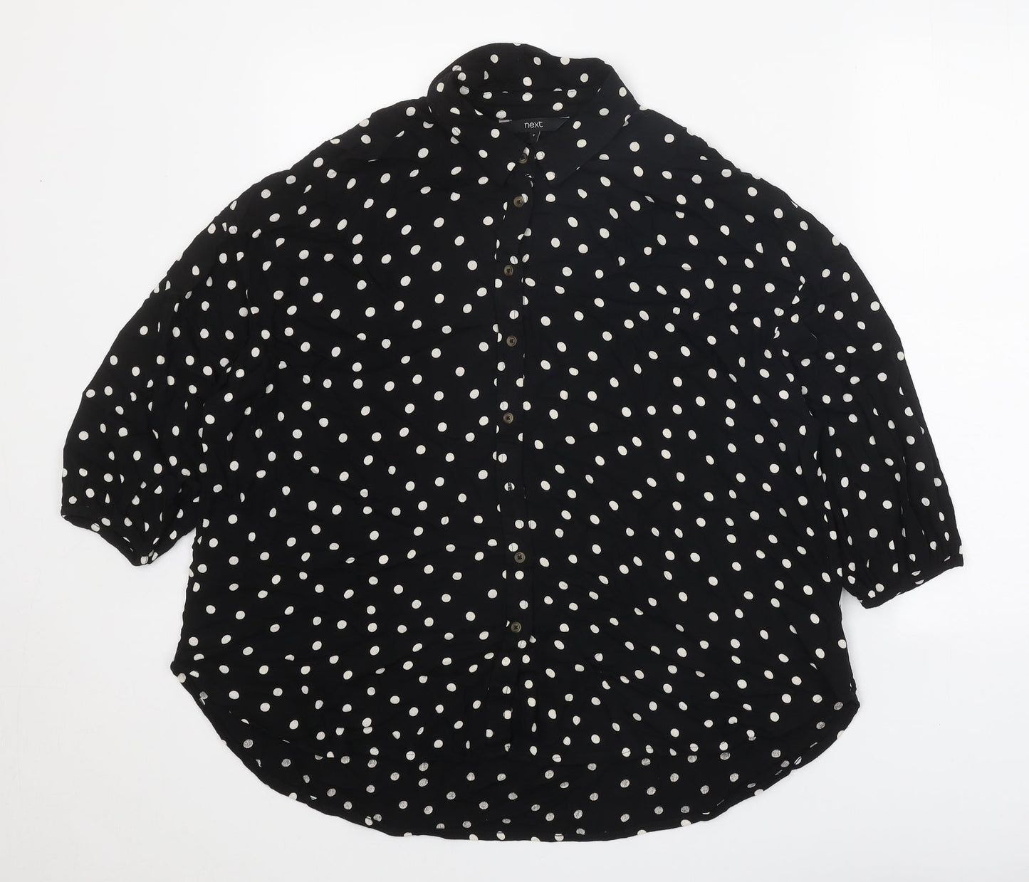 Womens UK Size 8 NEXT Black Basic Button-Up